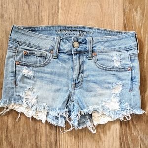 American eagle stretch distressed shortie sz 2